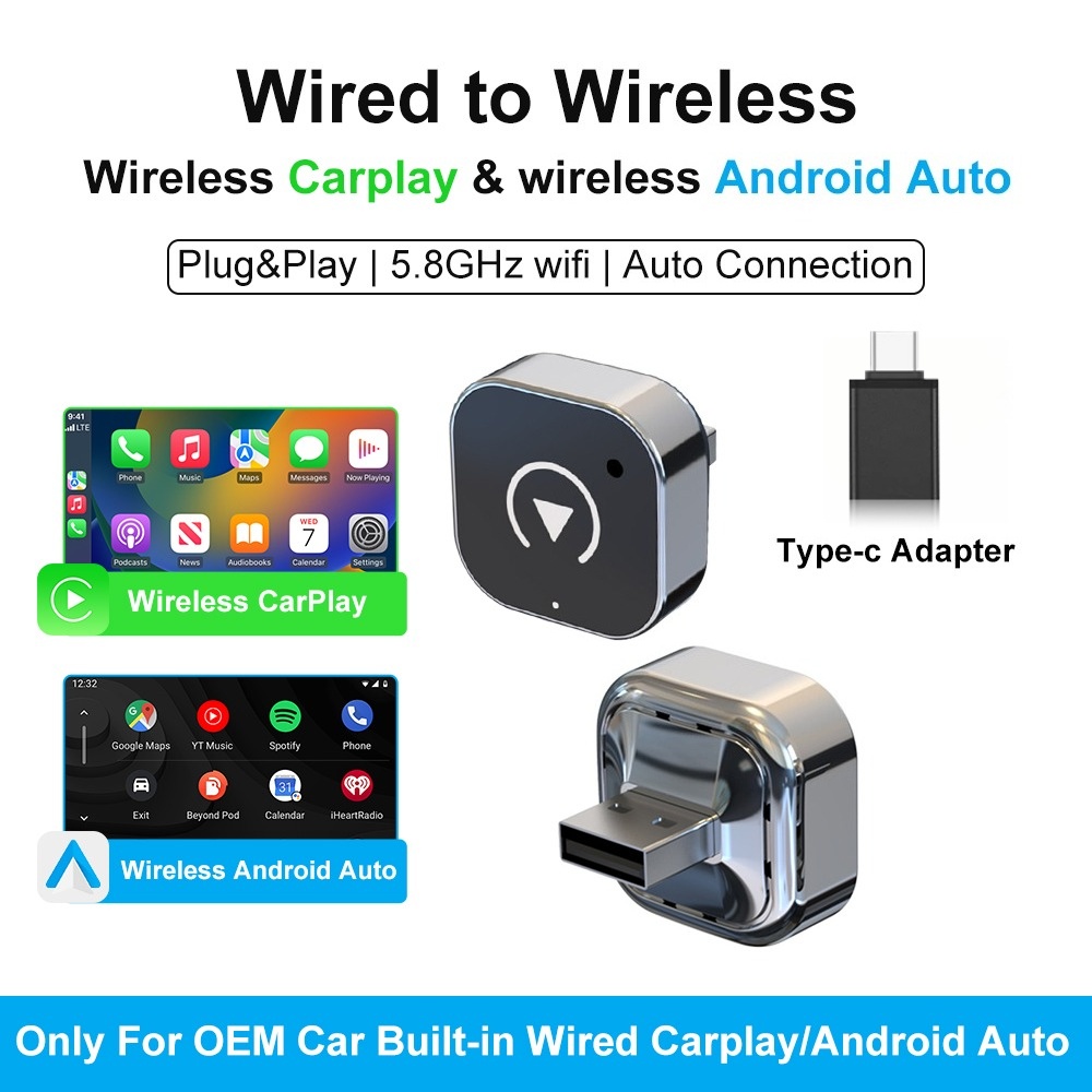 Travel Adapter Universal - Adaptador Wireless CarPlay FLIXIVI 2026 2-em-1