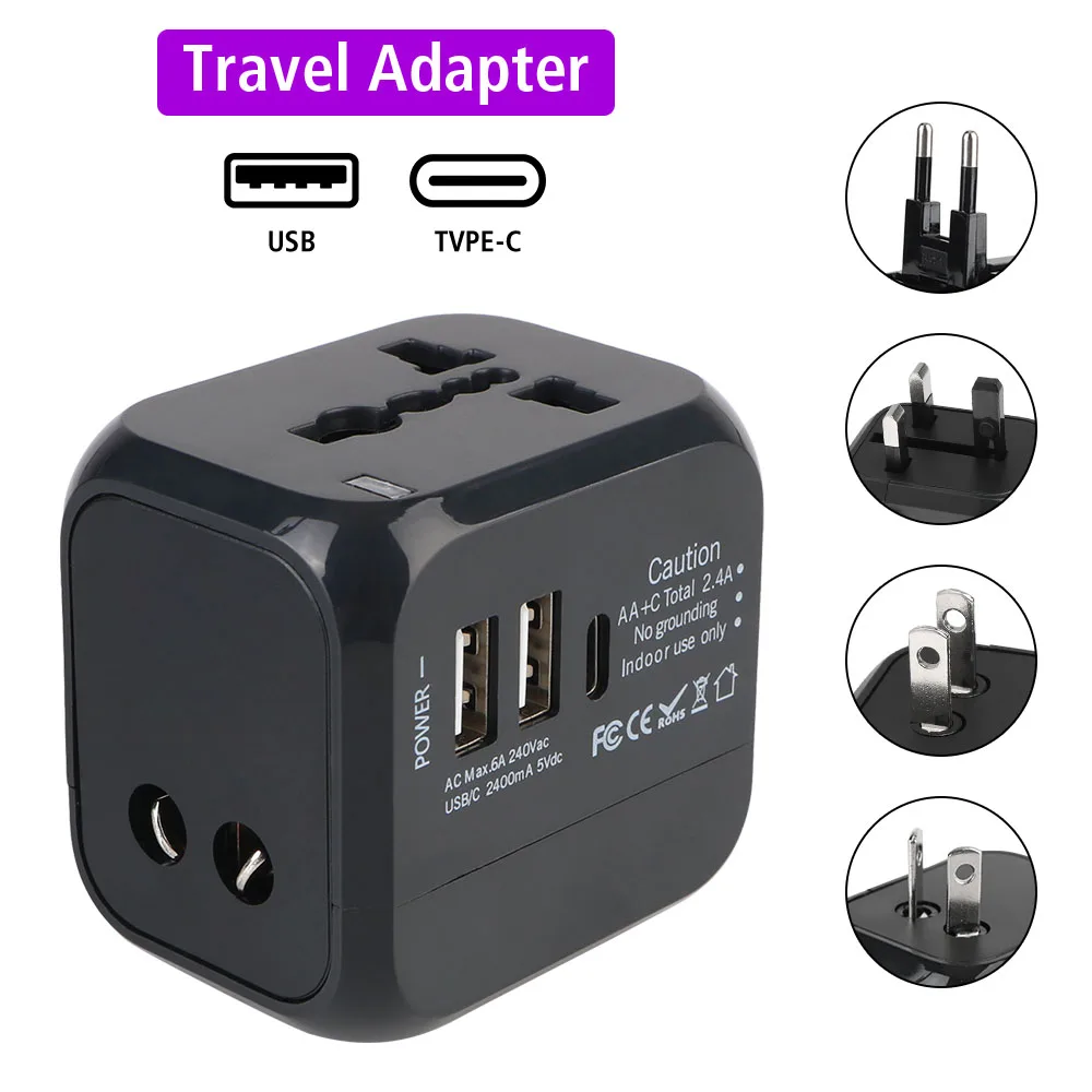 Travel Adapter Universal - Adaptador de Carregador de Viagem Tudo-em-Um