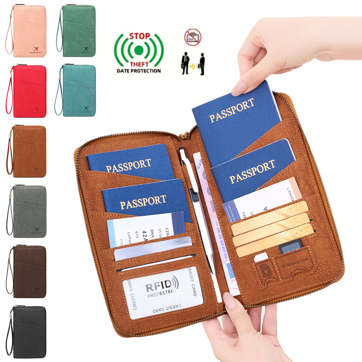 Travel Accessories For Plane - Novo Porta-Passaporte Antifurto RFID com Zíper,