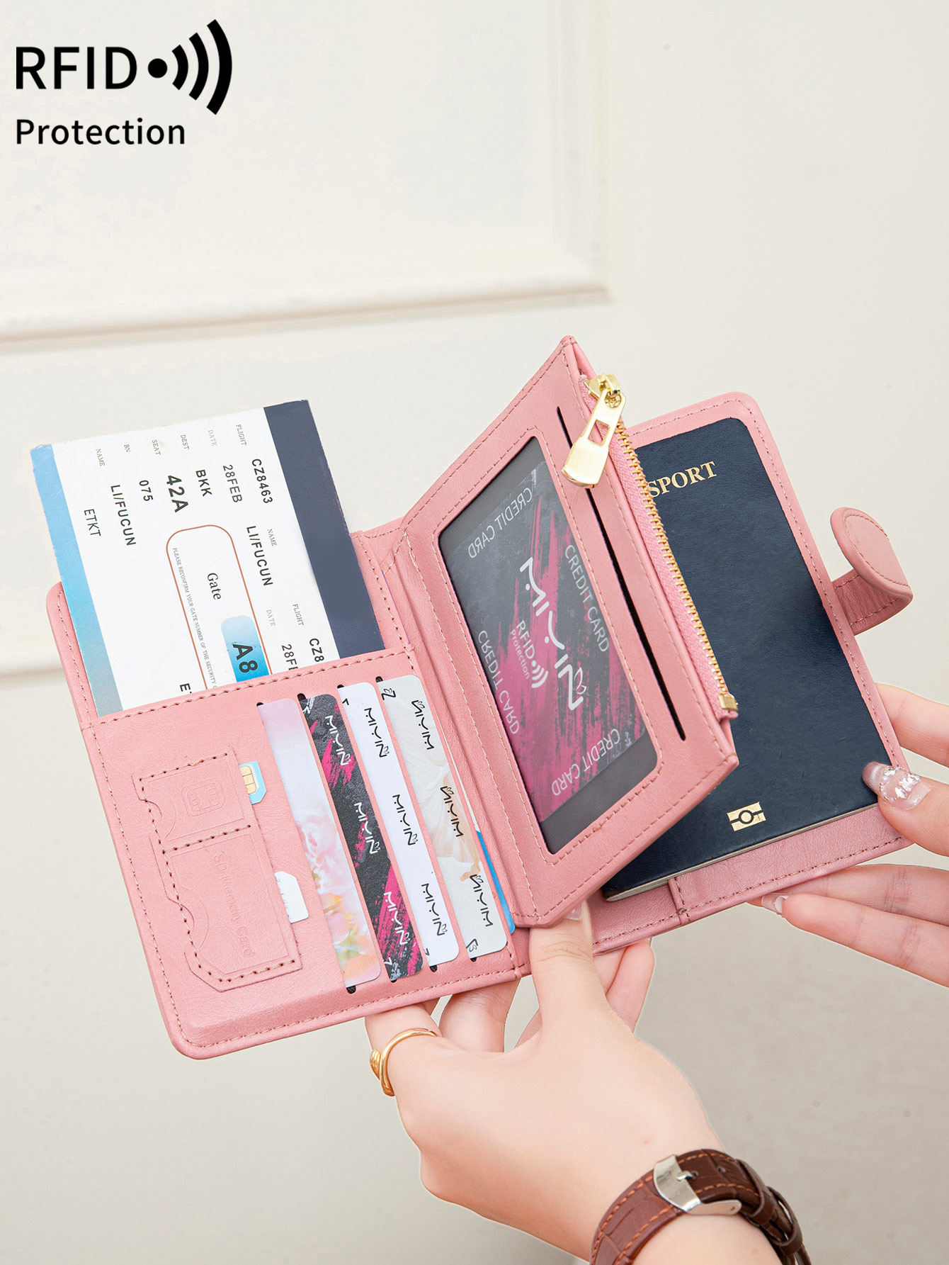 Travel Accessories For Plane - Bolsa de Passaporte Multifuncional Antifurto RFID,